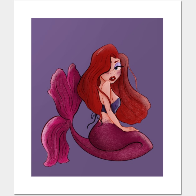 Jessica rabbit mermaid Wall Art by One Kidney Artist